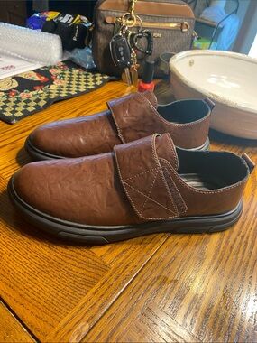 CLOHOO Brown Leather Moccasin Loafers Men's 8 8.5 Slip On Driving Shoes W8406